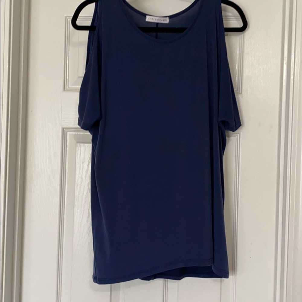 COPY - Navy cold shoulder T